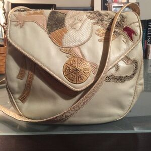 Sharif Cream and Silver Shoulder Bag